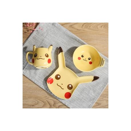 Pack De Taza, Plato y Tazon De Ceramica Pikachu-JuguetesSol-Pokemon