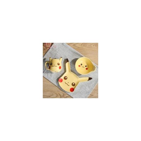 Pack De Taza, Plato y Tazon De Ceramica Pikachu-JuguetesSol-Tazas