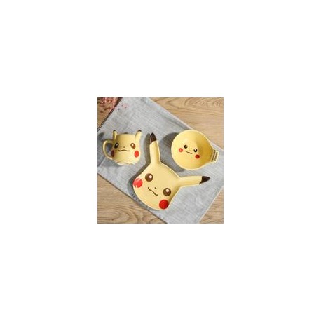 Pack De Taza, Plato y Tazon De Ceramica Pikachu-JuguetesSol-Lo nuevo