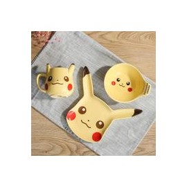 Pack De Taza, Plato y Tazon De Ceramica Pikachu-JuguetesSol-Tazas